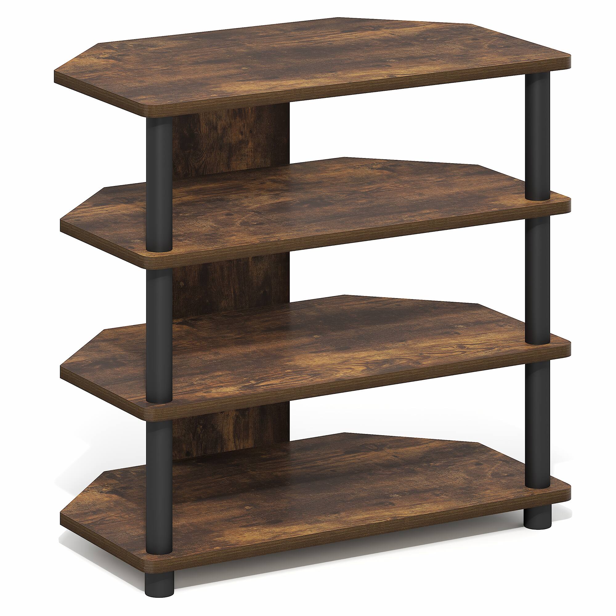 Alt View 6. Furinno - ECON TV Stand, Petite Corner Entertainment Center, Open Frame Design TV Console for TV up to 32 Inch, Easy Assembly - Amber Pine/Black.