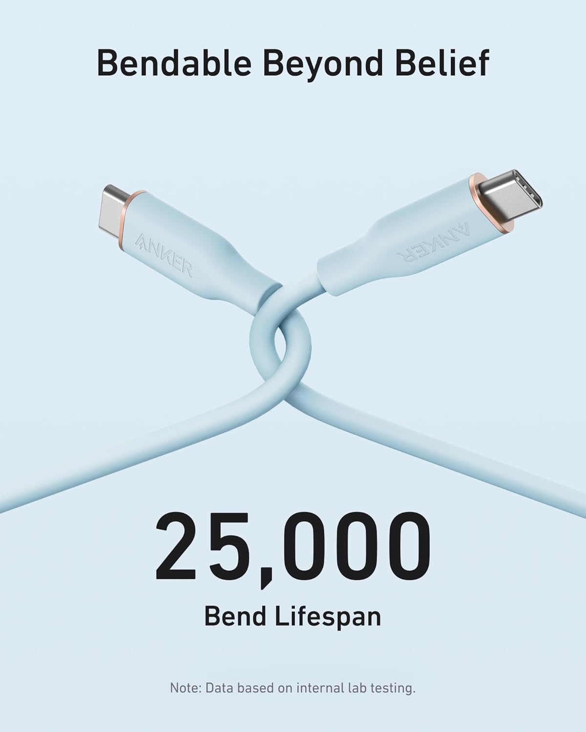Bendable Beyond Belief  
ANKER  
25,000 Bend Lifespan  
Note: Data based on internal lab testing.