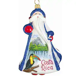 Joy to the World Collectibles - Joy to the World Glitterazzi Costa Rica Santa Polish Glass Christmas Tree Ornament Decoration - Multicolor