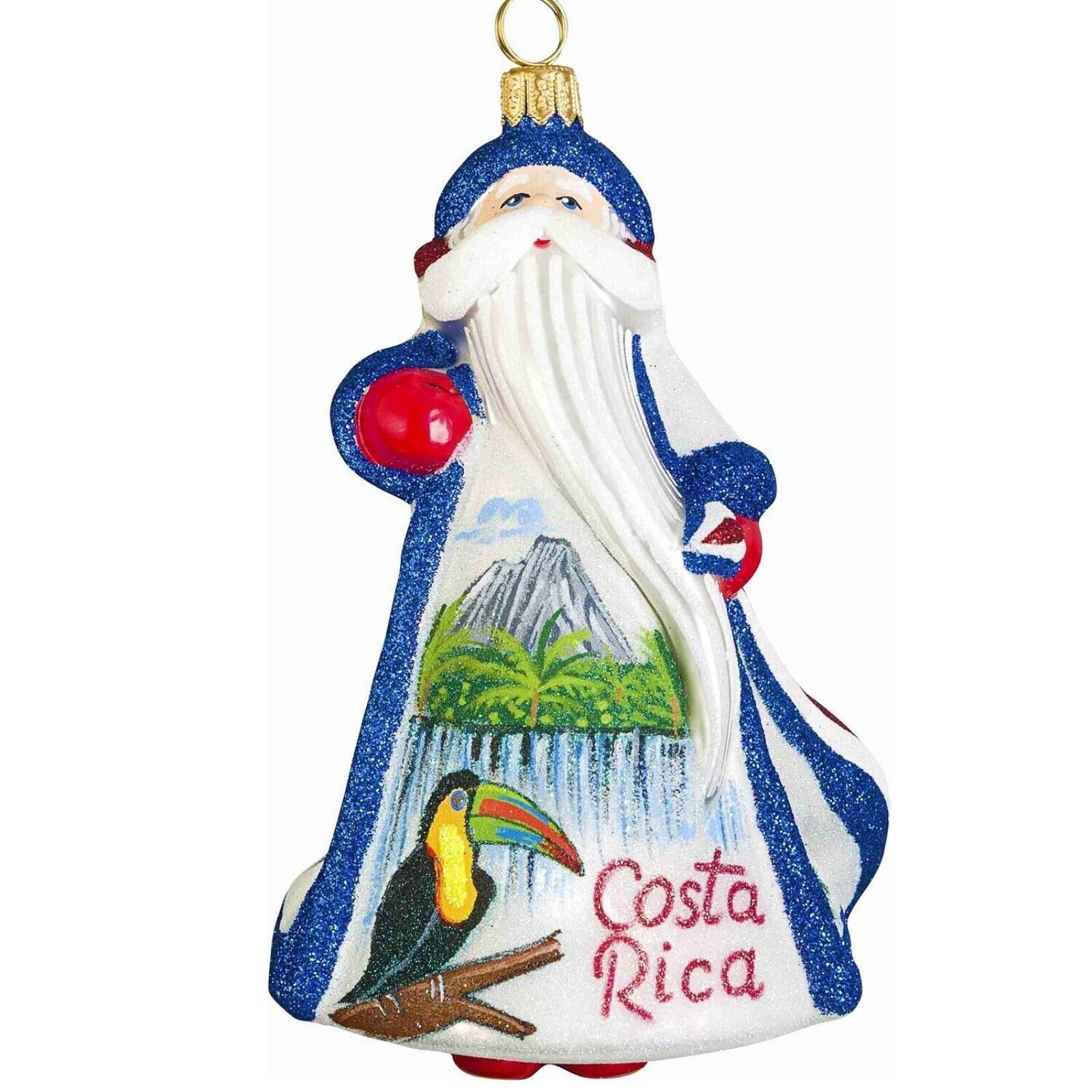 Joy to the World Collectibles - Joy to the World Glitterazzi Costa Rica Santa Polish Glass Christmas Tree Ornament Decoration - Multicolor