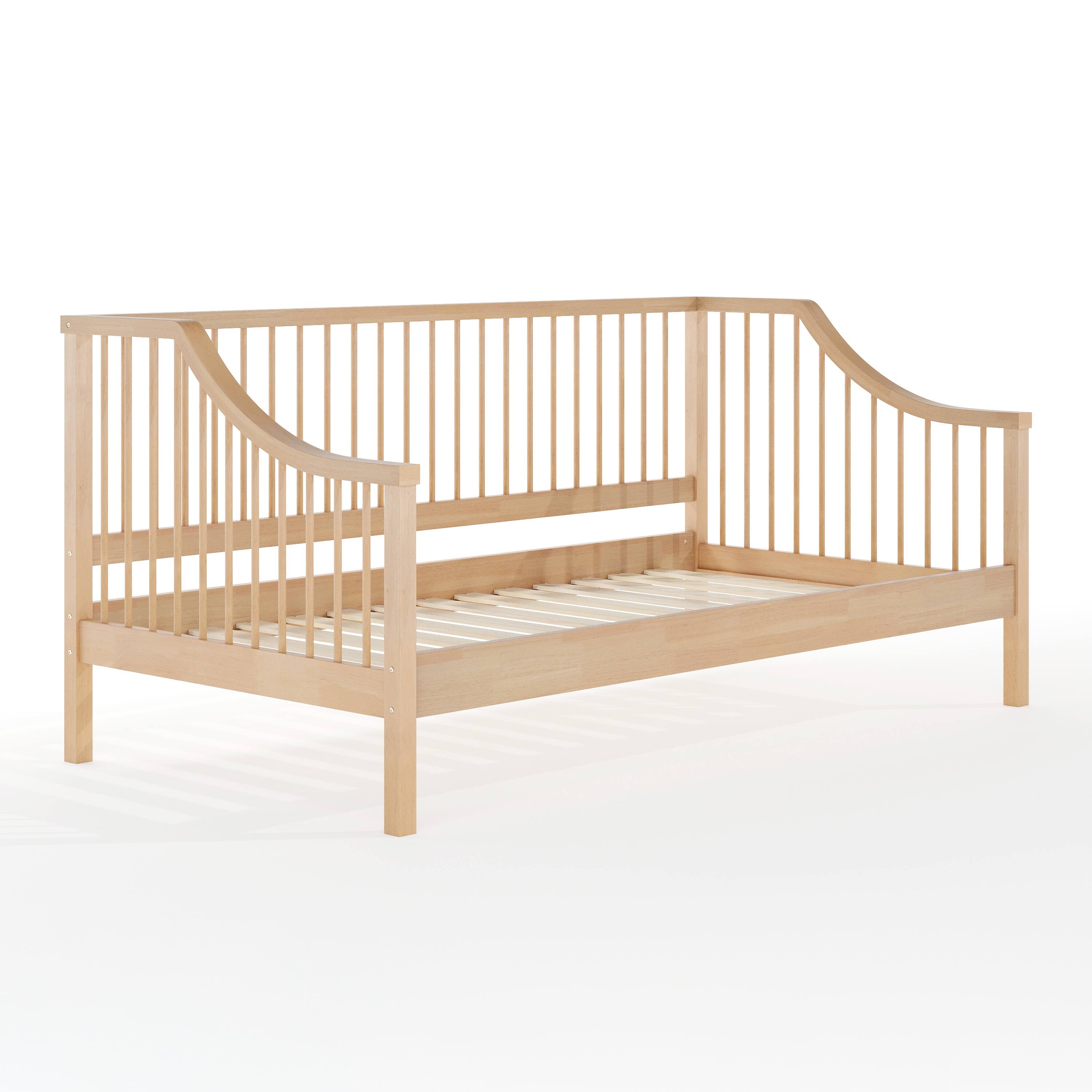 Alt View 1. Martha Stewart - Neely Solid Wood Platform Daybed with Wooden Spindles and Slatted Foundation with No Box Spring Required - Light Beech.