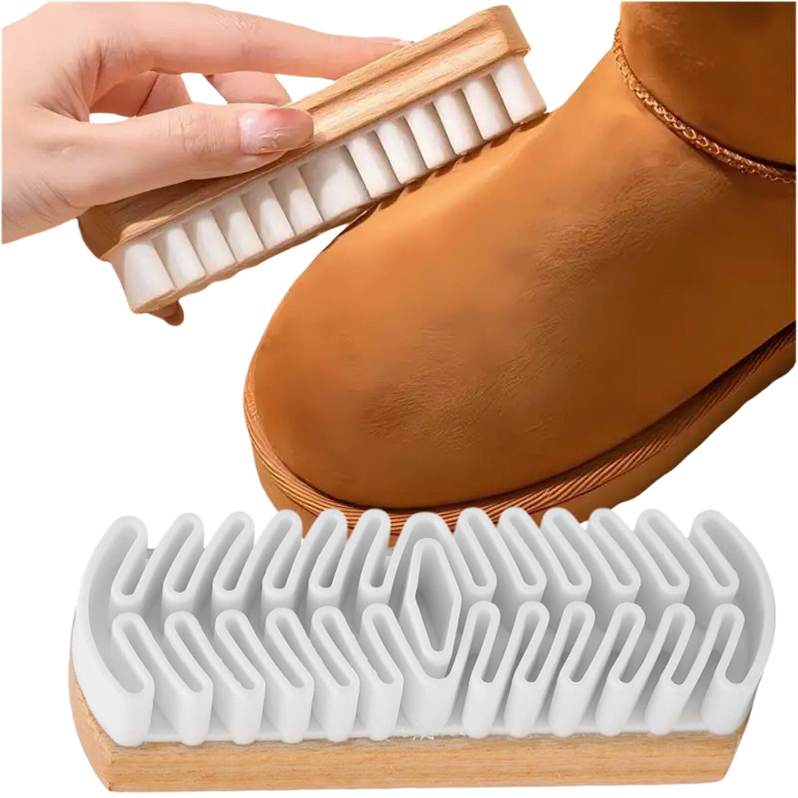 Front. MITAOSLIM - Crepe Suede Rubber Brush for Cleaning UGG Snow Boots - white.