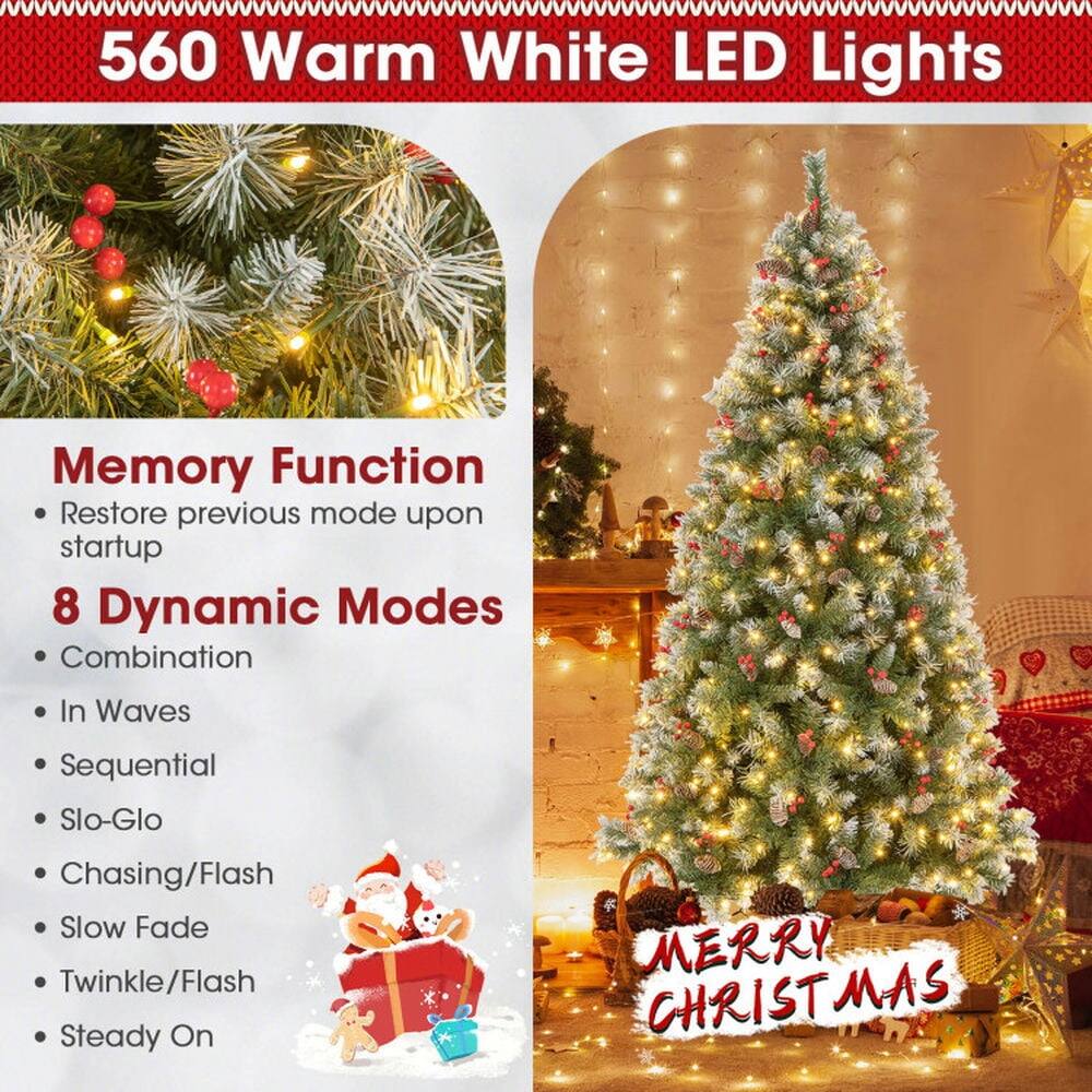 560 Warm White LED Lights

Memory Function
- Restore previous mode upon startup

8 Dynamic Modes
- Combination
- In Waves
- Sequential
- Slo-Glo
- Chasing/Flash
- Slow Fade
- Twinkle/Flash
- Steady On

MERRY CHRISTMAS