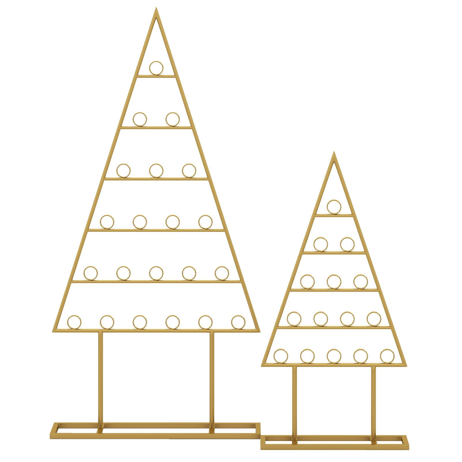 Alt View 9. Costway - Costway 2 Pack Christmas Tree Card Holder with 36 Round Clips Metal Hanging Rack,Golden - Gold.