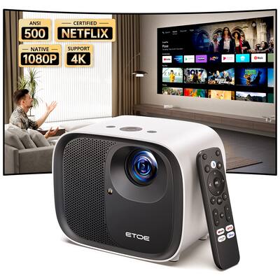 ETOE E3 Pro 4K 1080P Smart Projector, Android TV 11.0