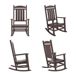 WestinTrends - Malibu Outdoor Patio Poly Classic Porch Rocking Chair (Set of 4) - Dark Brown