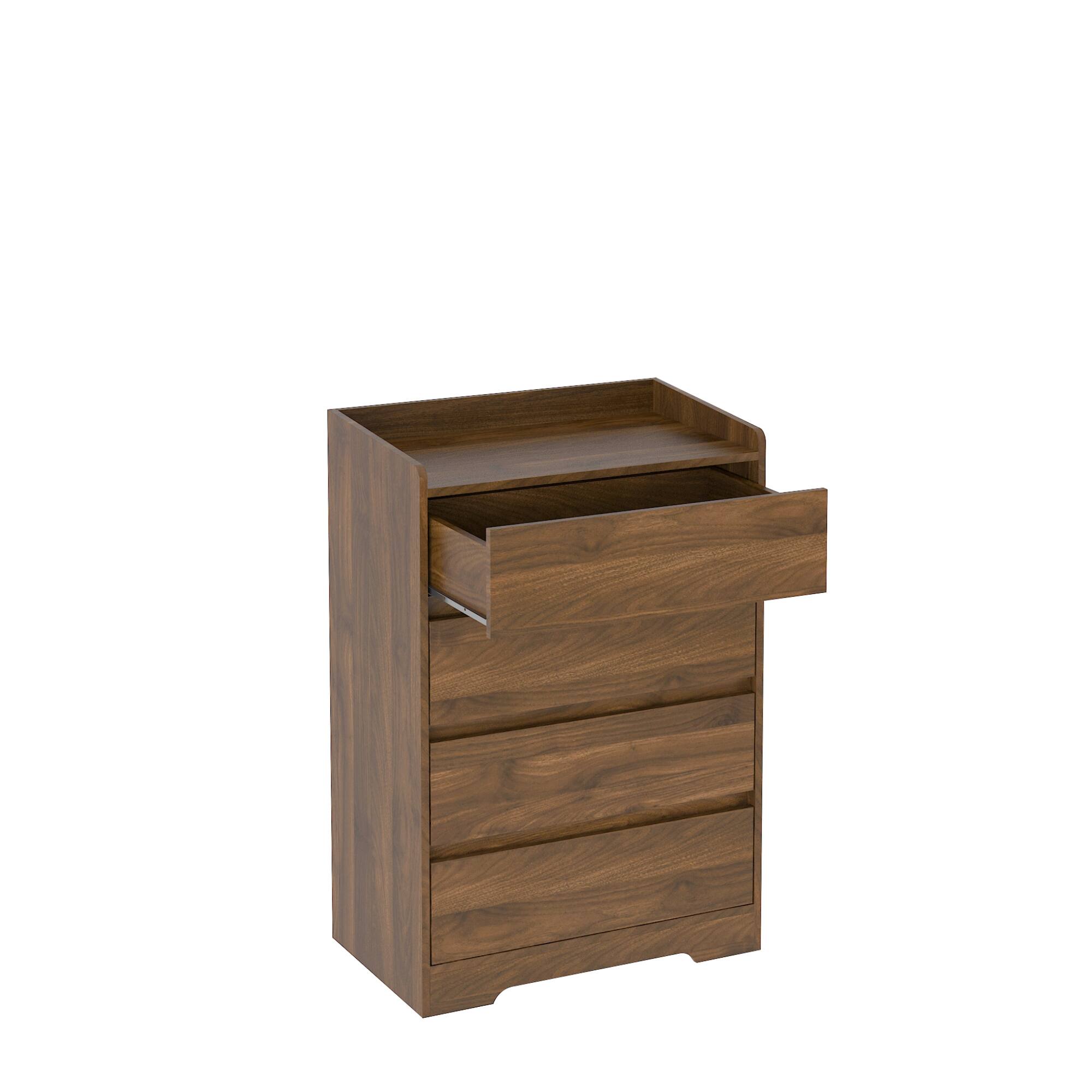Back. Forest'nSky - Brown Wood 4 drawer 25.59 in. Wide Chest of Drawers with Sturdy Frame for Living Room - Brown.