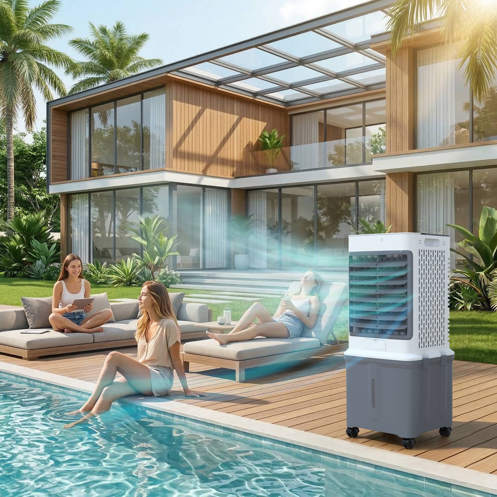 Alt View 10. Topteng - 8.5 Gal Portable Evaporative Cooler, 3-in-1 AC/Fan/Humidifier with Remote, 1-7H Timer, for Large Room & Patio.