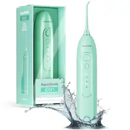 AquaSonic - Icon Electric Water Flosser - 150ml Tank, Cordless Rechargeable, Waterproof, Portable Oral Irrigator - Green
