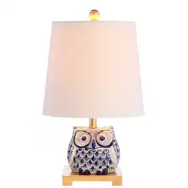 Jonathan Y - Justina 16" Ceramic Mini LED Table Lamp - Blue/White