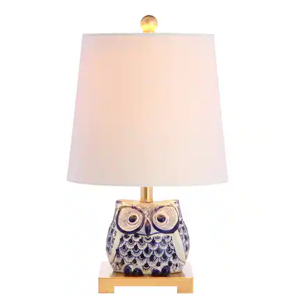 Front. Jonathan Y - Justina 16" Ceramic Mini LED Table Lamp, Blue/White - Blue/White.
