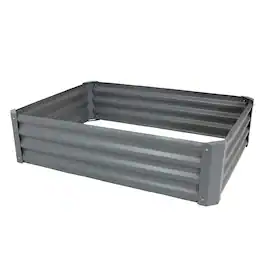 Sunnydaze - Powder-Coated Steel Rectangle Raised Garden Bed - 47 in - Gray