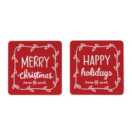 BreeBe - Cut Metal Holiday Sentiment Sign (Set of 2) - Red