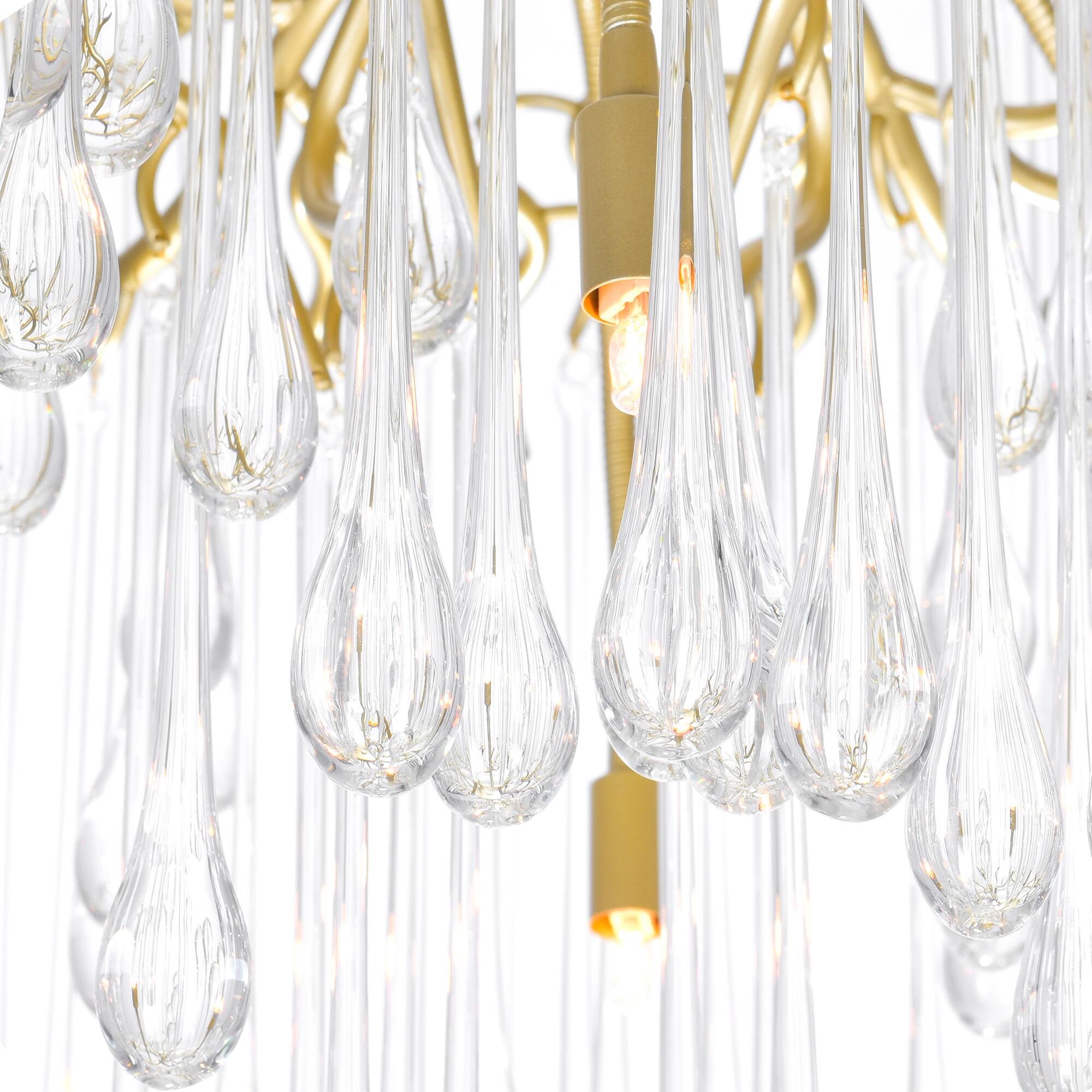 Left. CWI Lighting - Anita 10 Light Chandelier With Gold Leaf Finish - Gold Leaf.