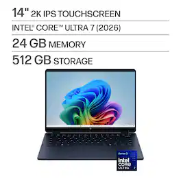 HP - OmniBook X Flip 2-in-1 14" 2K Touchscreen Laptop - Intel Core Ultra 7 - 24GB Memory - 512GB SSD - Atmospheric Blue
