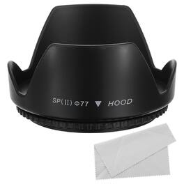 Unique Bargains - 77mm Camera Lens Hood, Flower Lens Hood Protector with Cloth Anti-Reflection for Nikon Fujifilm Pentax Leica - Black
