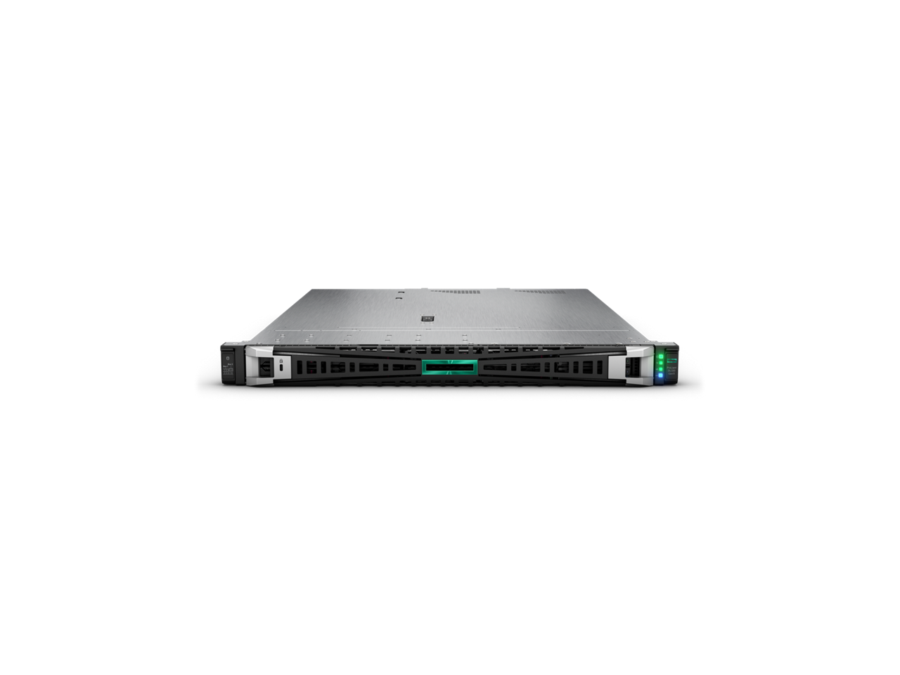 Front. HPE Aruba - HPE ProLiant DL320 Gen11 3508U 2.1GHz 8-Core / 1x16GB / 8SFF / 2x480GB SATA SSD / 2x500W PS Rack Server - Black.
