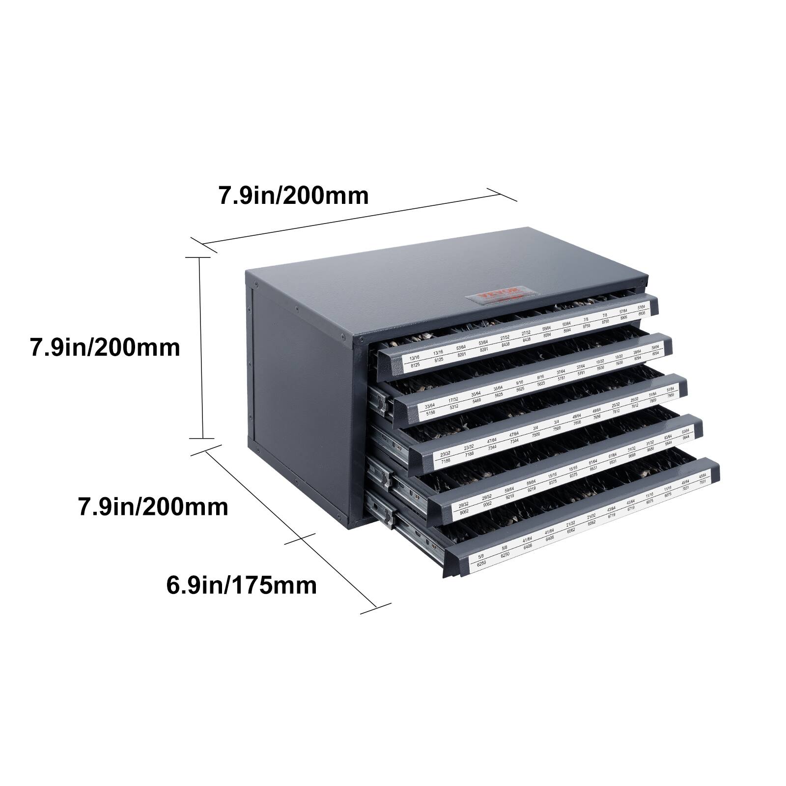 7.9in/200mm  
7.9in/200mm  
7.9in/200mm  
6.9in/175mm