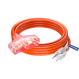 Maximm - Extension Cord 15 ft, Extension Cord with Multiple Outlets, SJTW 14 Gauge ETL Listed - Orange