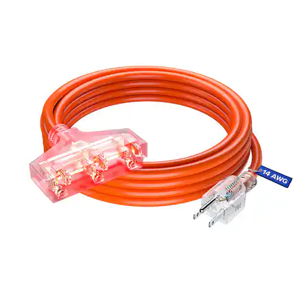 Front. Maximm - Extension Cord 15 ft, Extension Cord with Multiple Outlets, SJTW 14 Gauge ETL Listed - Orange.