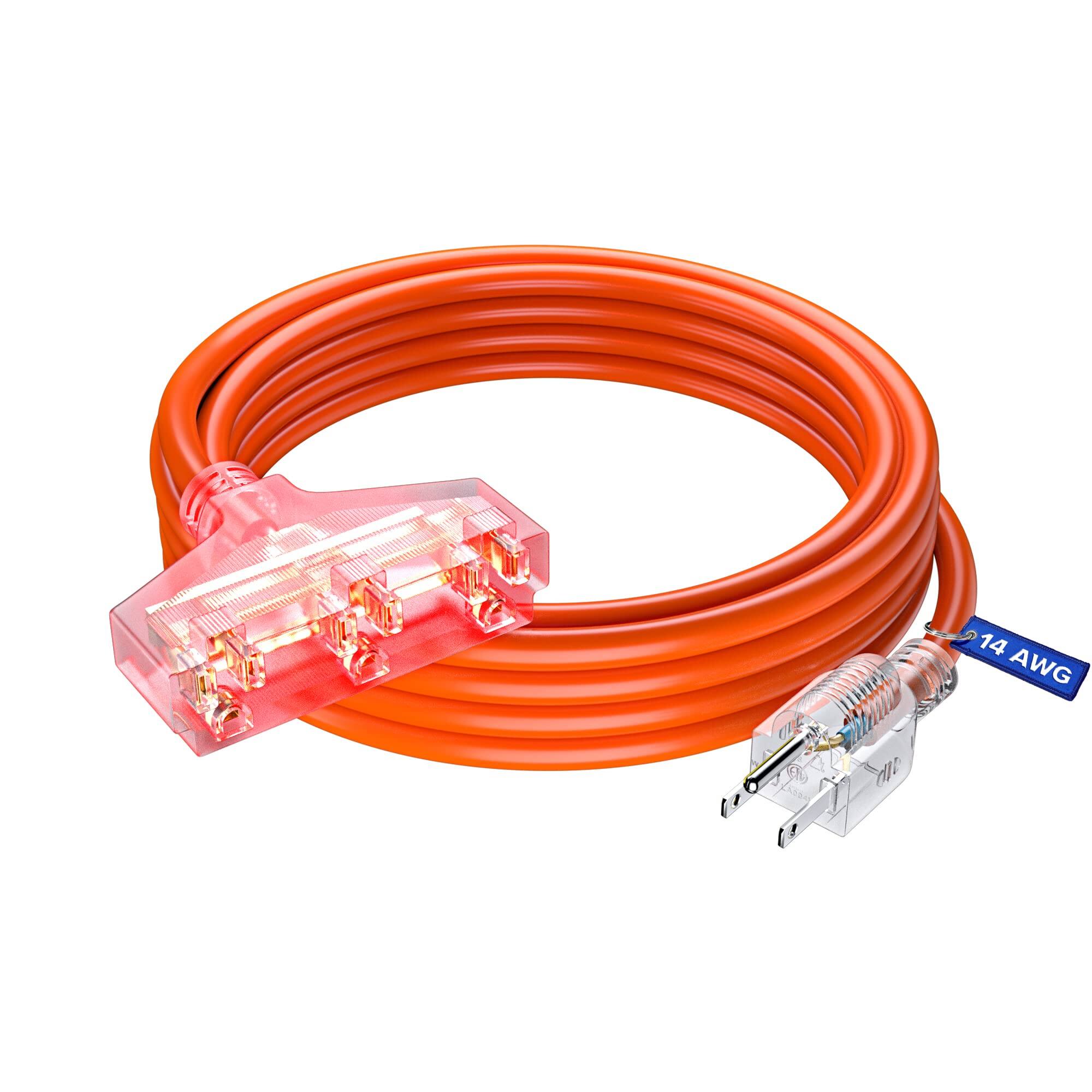 Front. Maximm - Extension Cord 15 ft, Extension Cord with Multiple Outlets, SJTW 14 Gauge ETL Listed - Orange.