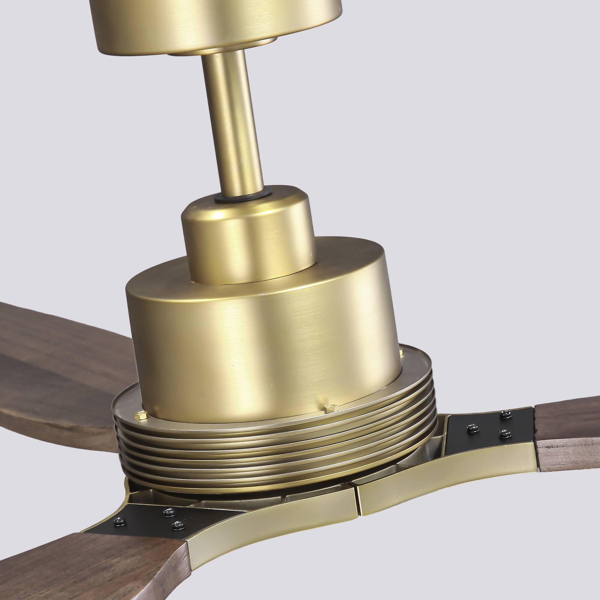 Alt View 6. Parrot Uncle - 56" Modern Solid Wood Diammable LED Gold Ceiling Fan with Remote and Light - Gold.