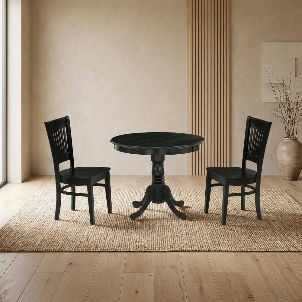 Alt View 3. FurniFact - Solid Wood Round Kitchen Table & Chairs 3-Piece Dining Set - Multi-Color.