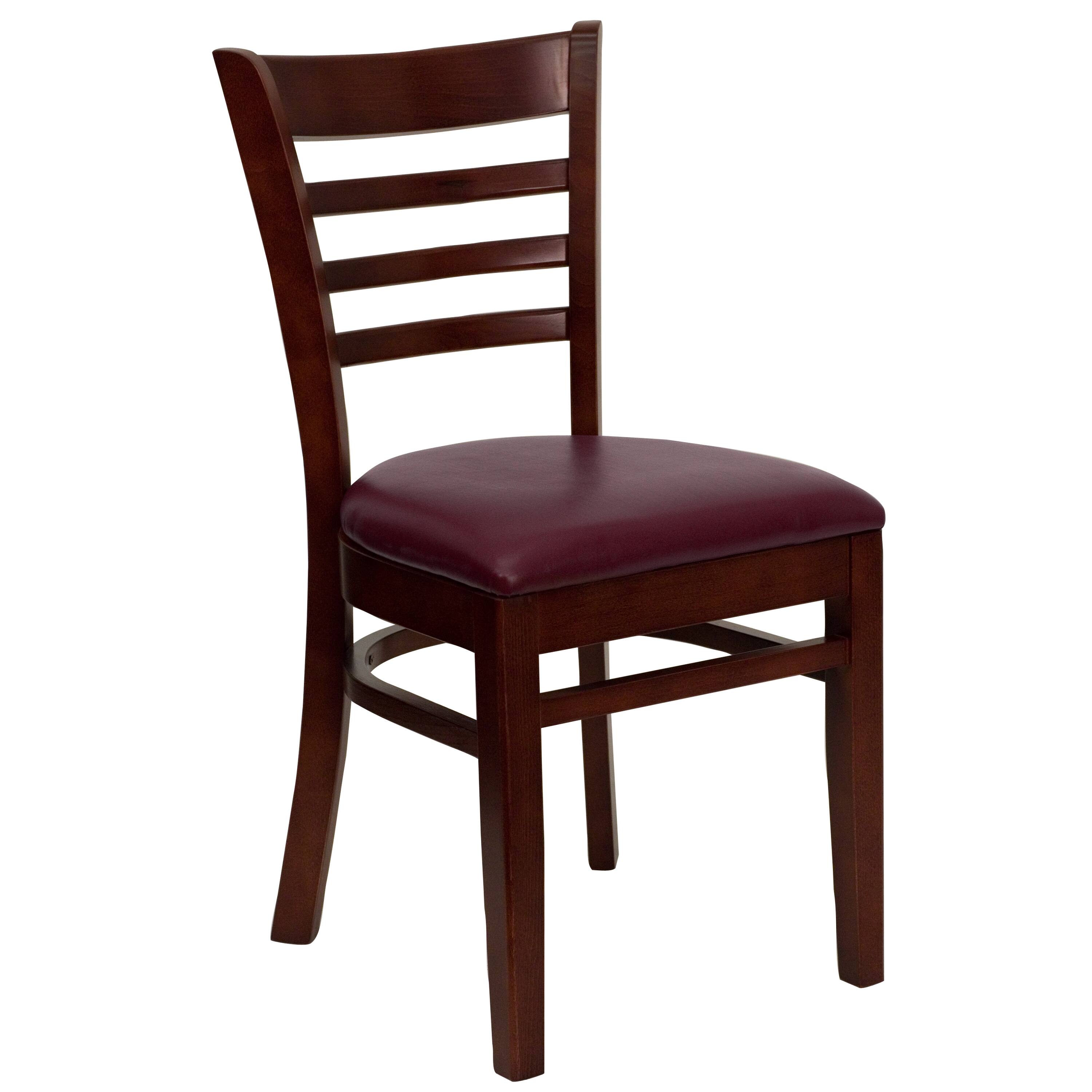 Burgundy Vinyl Seat/Mahogany Wood Frame