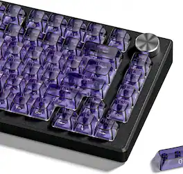 Womier - Clear keycaps,Side-Printed Crystal keycap Set,Shine Through MDA Profile for Cherry Mx Switches Mechanical Keyboard - Purple