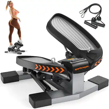 Front. Sportsroyals - Stair Stepper,Twist/Mini Stepper for Exercise at Home,Step Machine with Resistance Bands for Full Body Workout - gray.