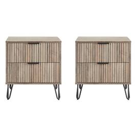 Manhattan Comfort - Dumbo Modern 20" Fluted Nightstand - Set of 2 - Rustic Gray
