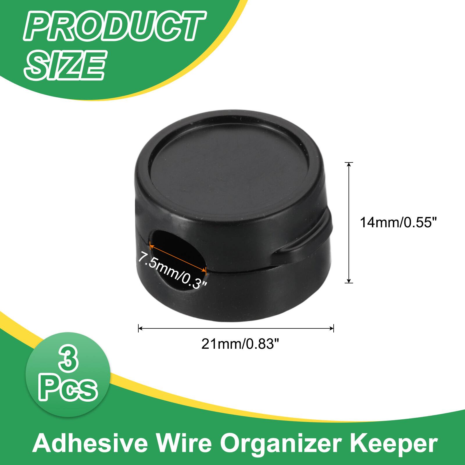 PRODUCT SIZE  
7.5mm/0.3"  
14mm/0.55"  
21mm/0.83"  
3 Pcs  
Adhesive Wire Organizer Keeper