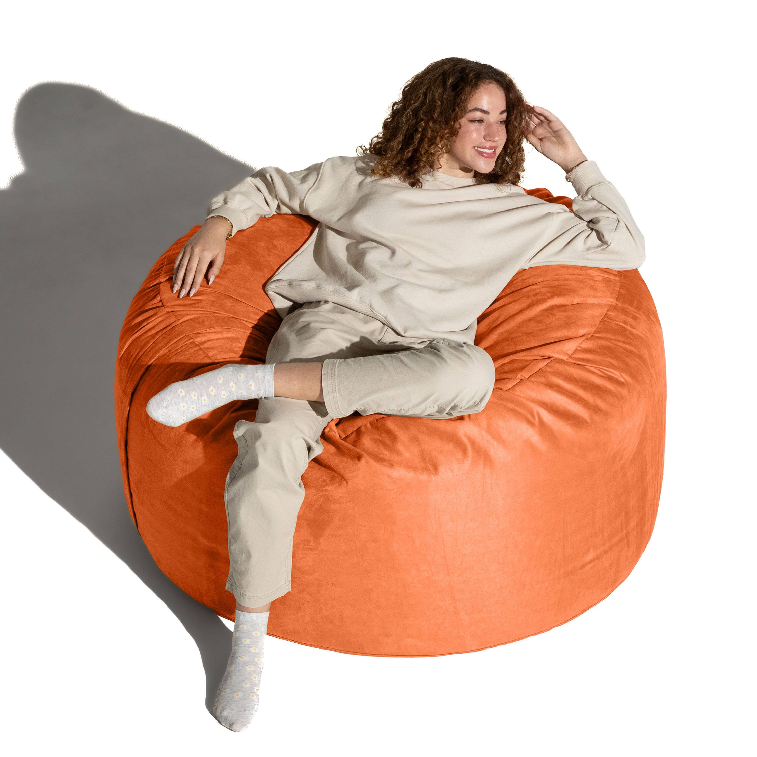 Alt View 5. Jaxx - Jaxx 4 ft Round Bean Bag Chair for Adults, Mandarin - Mandarin.