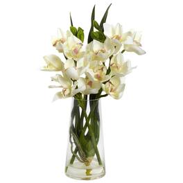 BreeBe - 19" Cymbidium Orchid w/Vase - White