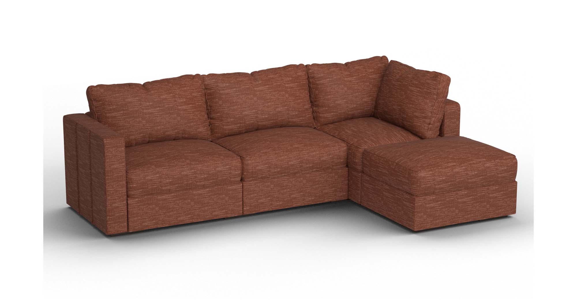 Front. Lovesac - 4 Seats + 5 Sides Terracotta Rained Chenille & Standard Foam - Terracotta.