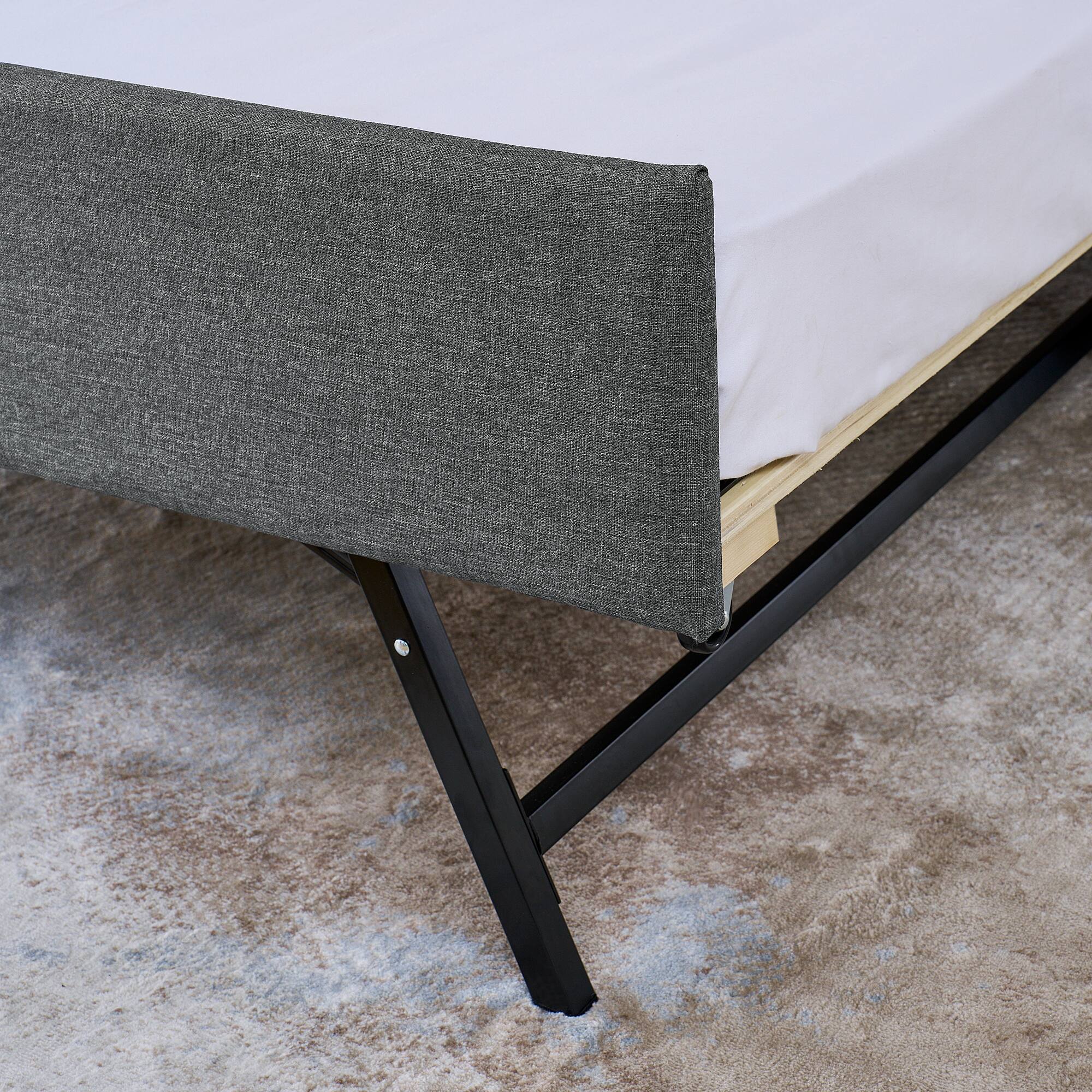 Alt View 2. Anysun - Twin Upholstered Sofa Bed with LED Lights&Storage-Adjustable Headboard, Pull-Up Trundle & Wireless Charging, Linen Frame - Gray.
