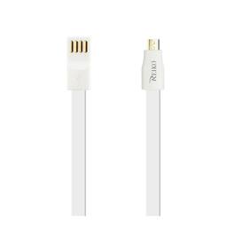 Reiko - Flat Magnetic Gold Plated Micro Usb Data Cable 0.7 Foot In - White