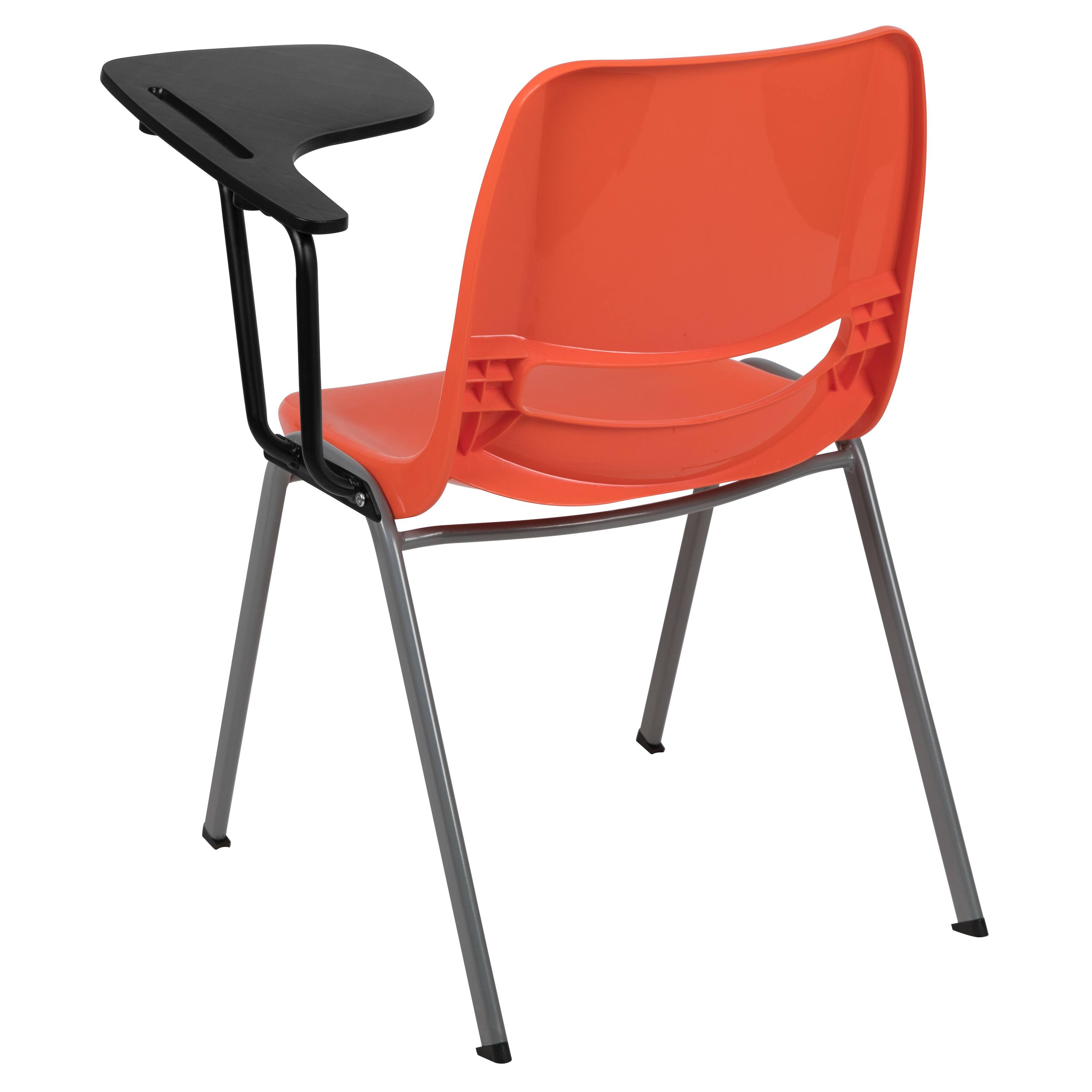 Alt View 5. Emma + Oliver - Ergonomic Shell Chair with Left Handed Flip-Up Tablet - Tablet Arm Desk - Orange.