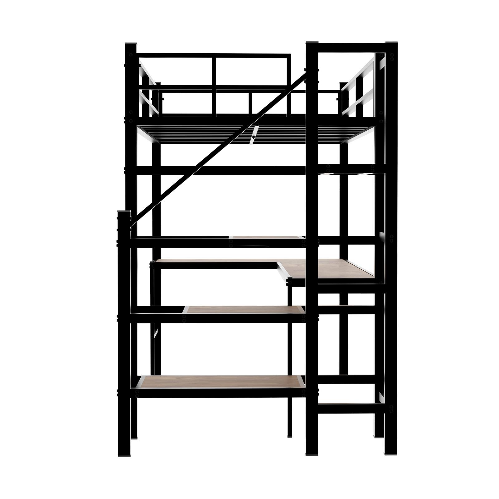 Alt View 2. Loheer - Loheer Twin Loft Bed with L Shaped Desk and Storage Stairs Sturdy Space Saving Frame No Box Spring Needed - Black.