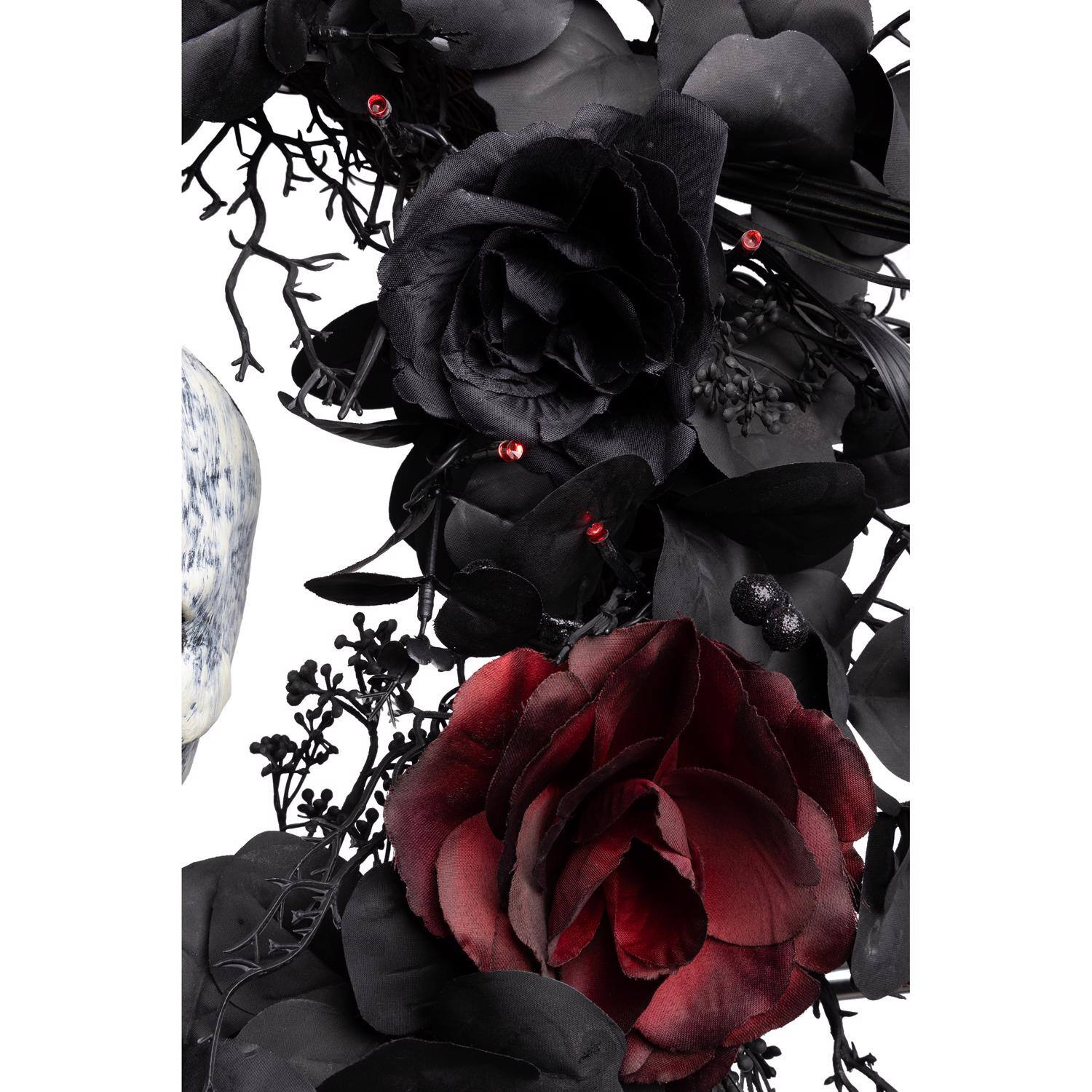 Angle. Celebrations - Celebrations 24 in. LED Wreath Halloween Decor - Black | Red | White.