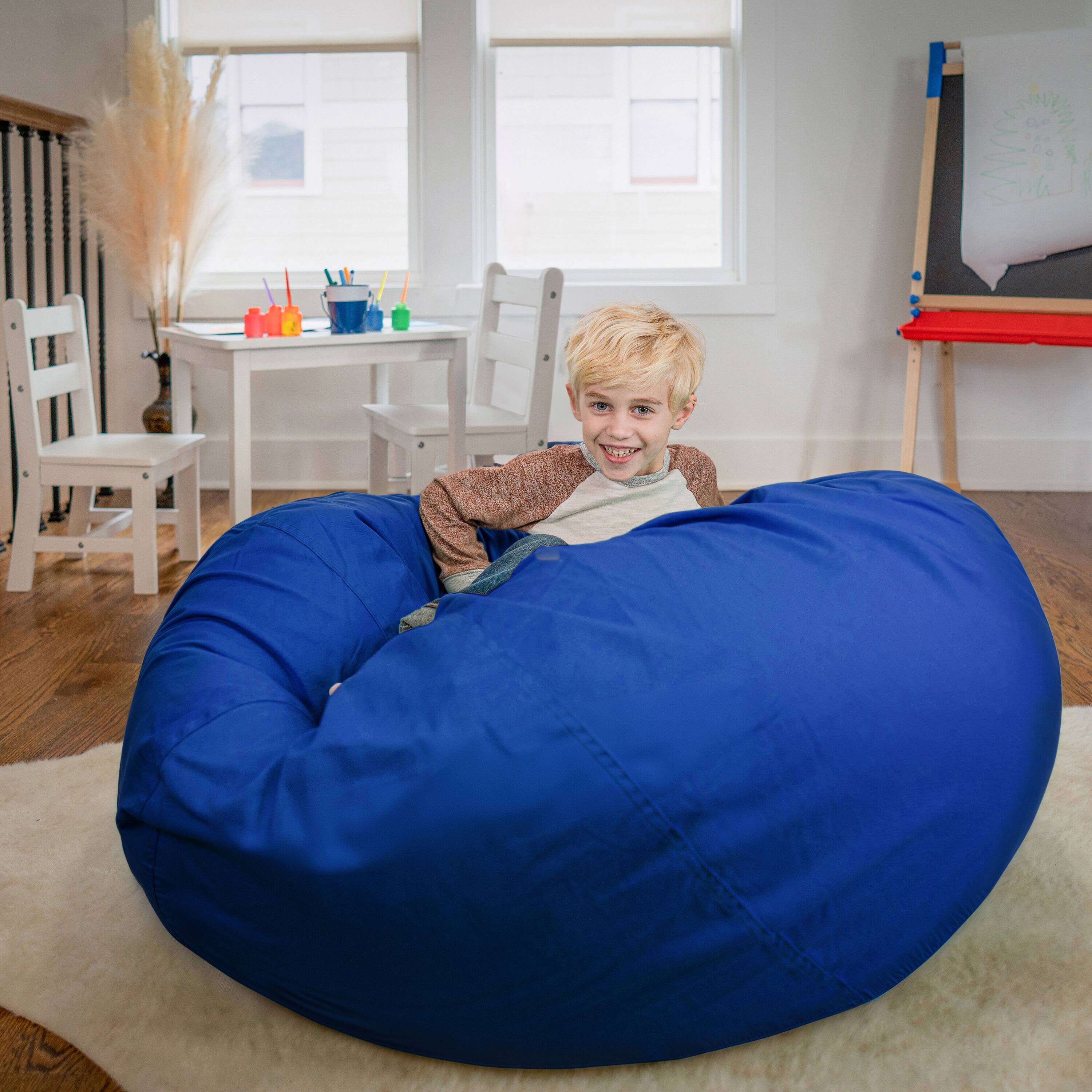 Alt View 3. Emma + Oliver - Oversized Bean Bag Chair for Kids and Adults - Royal Blue.