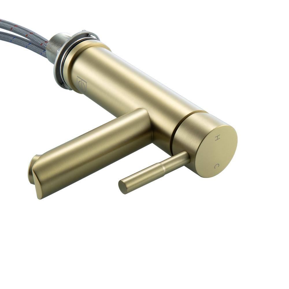 Back. Elegant Kitchen and Bath - Mia Single Hole Single Handle Bathroom Faucet in Brushed Gold - Brushed Gold.