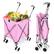 Front. Costway - Costway Folding Shopping Cart Utility with Water-Resistant Removable Canvas Bag - Pink.
