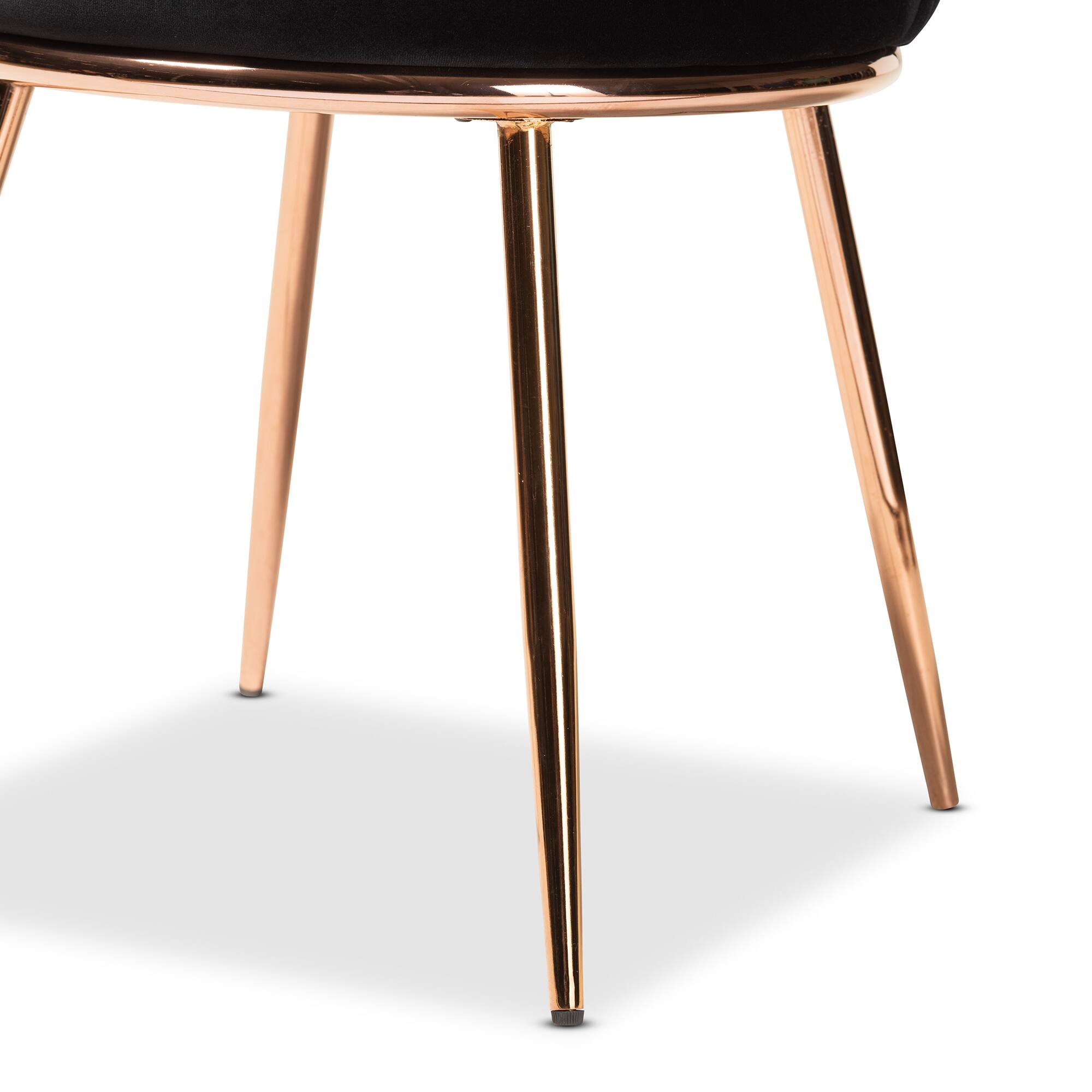 Alt View 1. Baxton Studio - Farah Modern Glam Velvet Fabric Upholstered and Rose Gold Finished Metal 2-Piece Dining Chair Set - Black/Rose Gold.