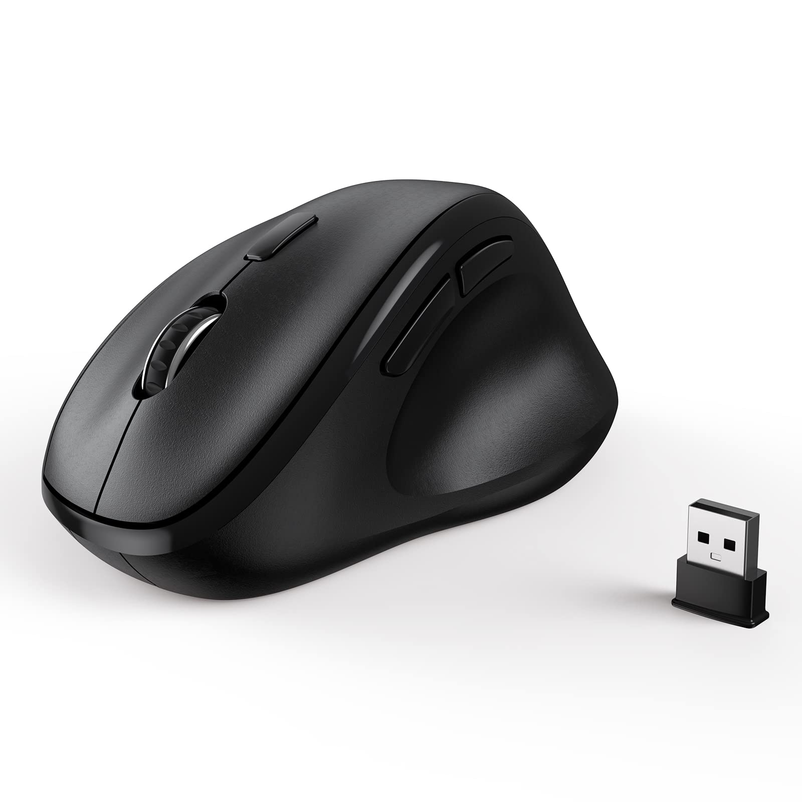 Front. PO3TICJUNKI3 - Mouse With Receiver Computer Laptop And Desktop Ergo Vertical Silent Clicks Long Life Up To & Aa - Black.