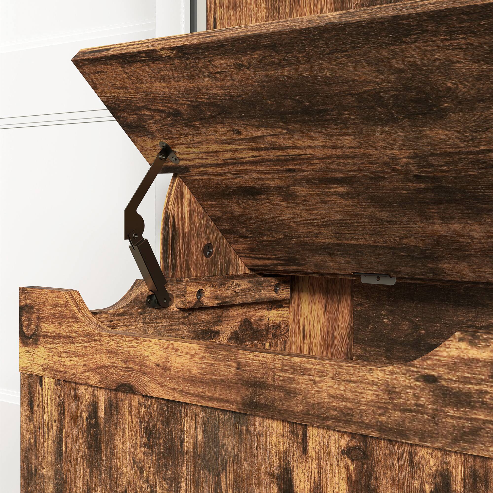 Alt View 7. Homcom - 3-In-1 Hall Tree with Shoe Storage, Standing Coat Rack with Shoe Bench, Entryway Organizer with Five Hooks - Rustic Brown.