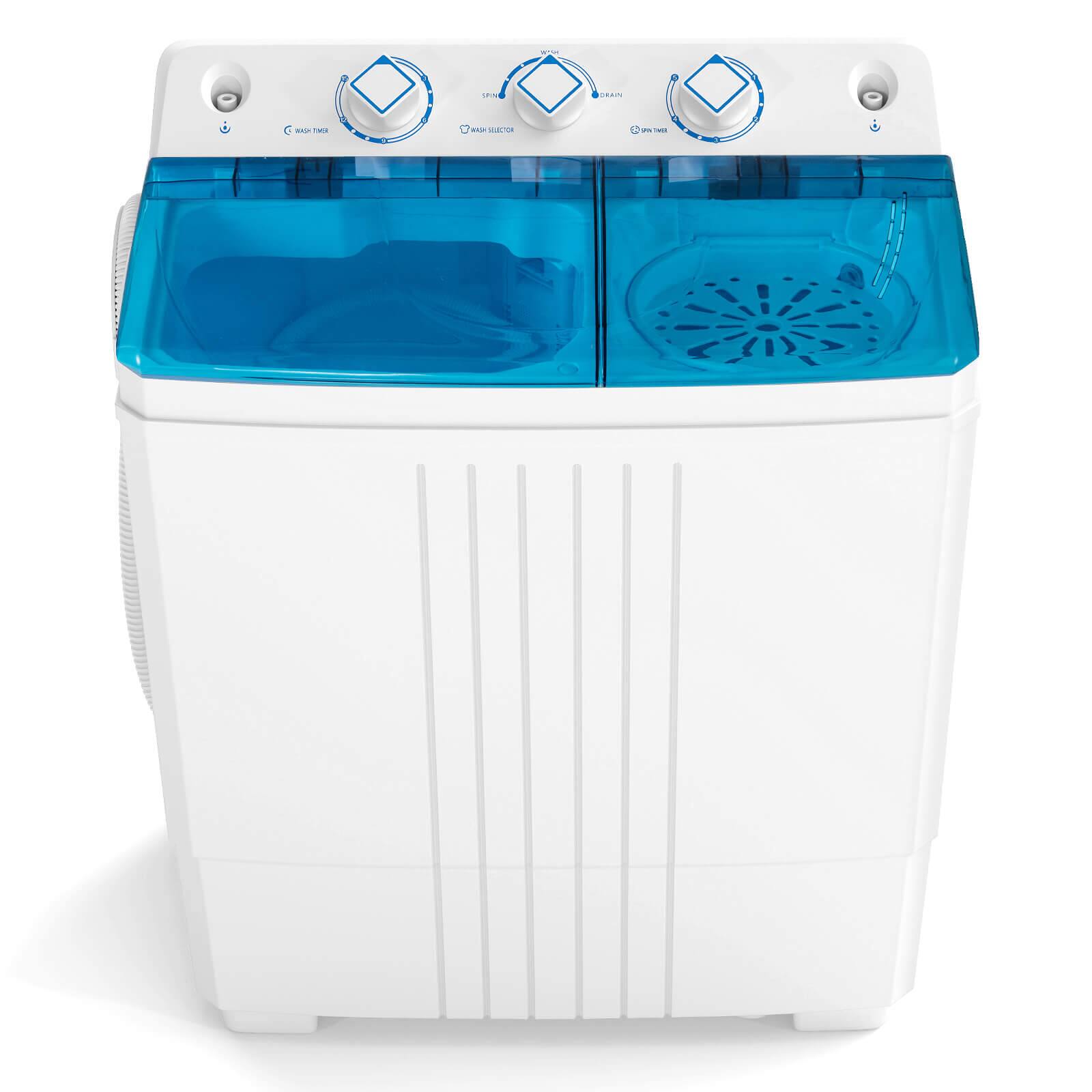 Twin Tub Portable Washing Machine with Drain Pump Timer Control Dorm & RV's