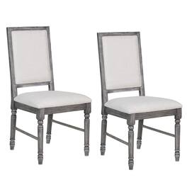 Manhattan Lane - Linen Dining Side Chair with Turned Legs, Set of 2 - Gray