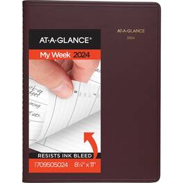 AT-A-GLANCE - Weekly Appointment Book 11 x 8.25 Winestone Cover 13 Month Jan 2026 to Jan 2027