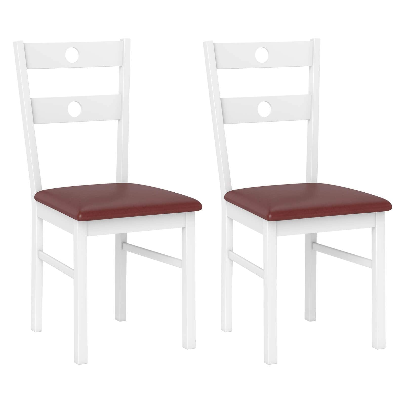 Costway - Wood Dining Chairs Set of 2 with Rubber Wood Frame, Padded Seat & Slatted Backrest - White price history on PriceWatchPro